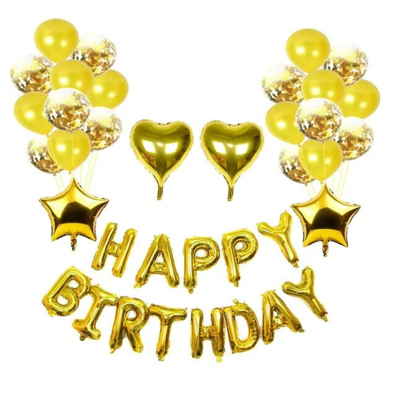 Hot Happy Birthday Decoration Multiple Color Banner Balloons Set Party Supplies